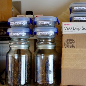 Stash cupboard of decarbed and ground bud - 25 Apr 2021