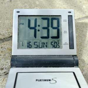 Temperature reading at 4:39pm from the stone tiles - 50.5°C or 122.9°F