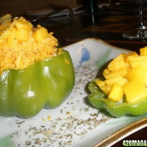 Stuff green pepper with chicken Mango Ganja