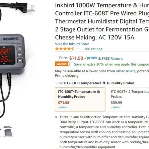 Inkbird 1800W Temperature & Humidity Controller ITC-608T Pre Wired Plug Thermostat Humidistat ...JPG