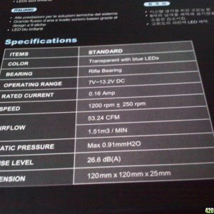 Specs of my PC fans