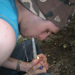 smoking in the forest