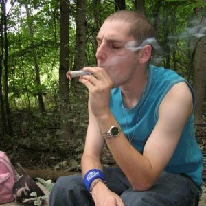 smoking in the forest