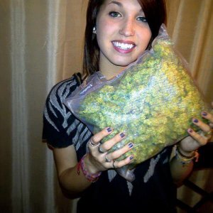 Girl With Bag Of Cannabis