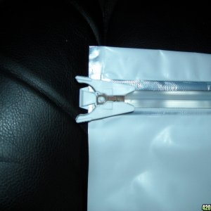 Close-up of locked exit bag