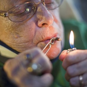 older lady smoking