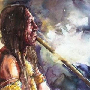 native american smoking graphic