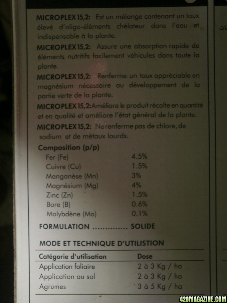 1/2 tsp /2L of microplex 15.2 + 1/2 tsp of bloom npk 12-12-24 + 1/2 tsp of 