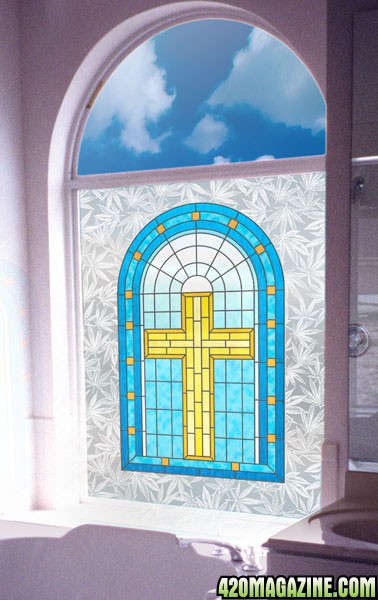 Cannabis Leaf & Christian window decor