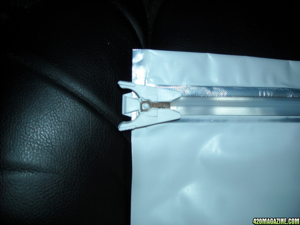 Close-up of locked exit bag