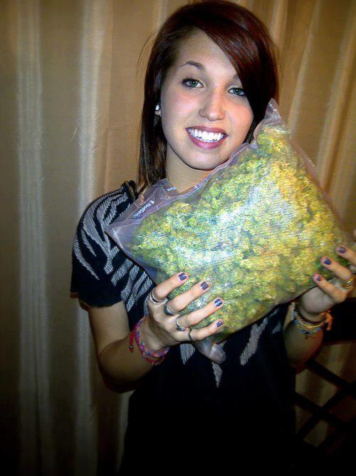 Girl With Bag Of Cannabis