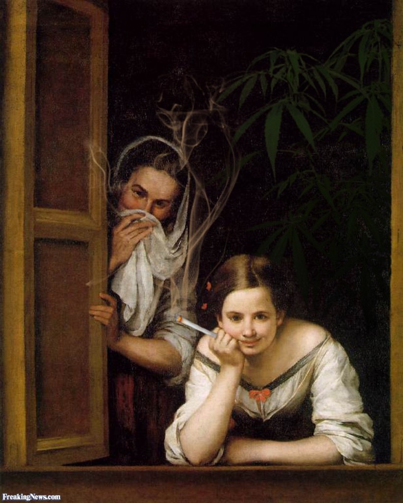 Girls Smoking Painting