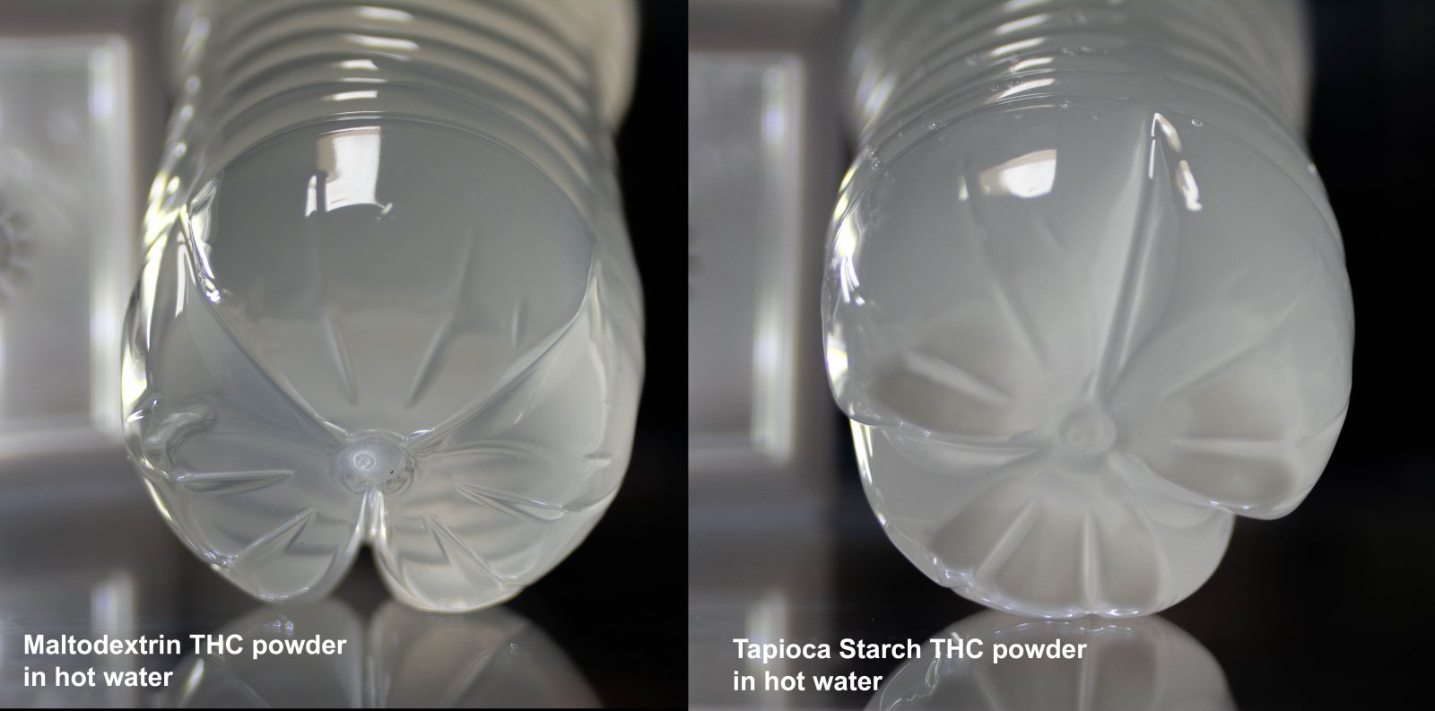 Hot liquid Malto Vs. Tapioca Starch THC powder.jpg