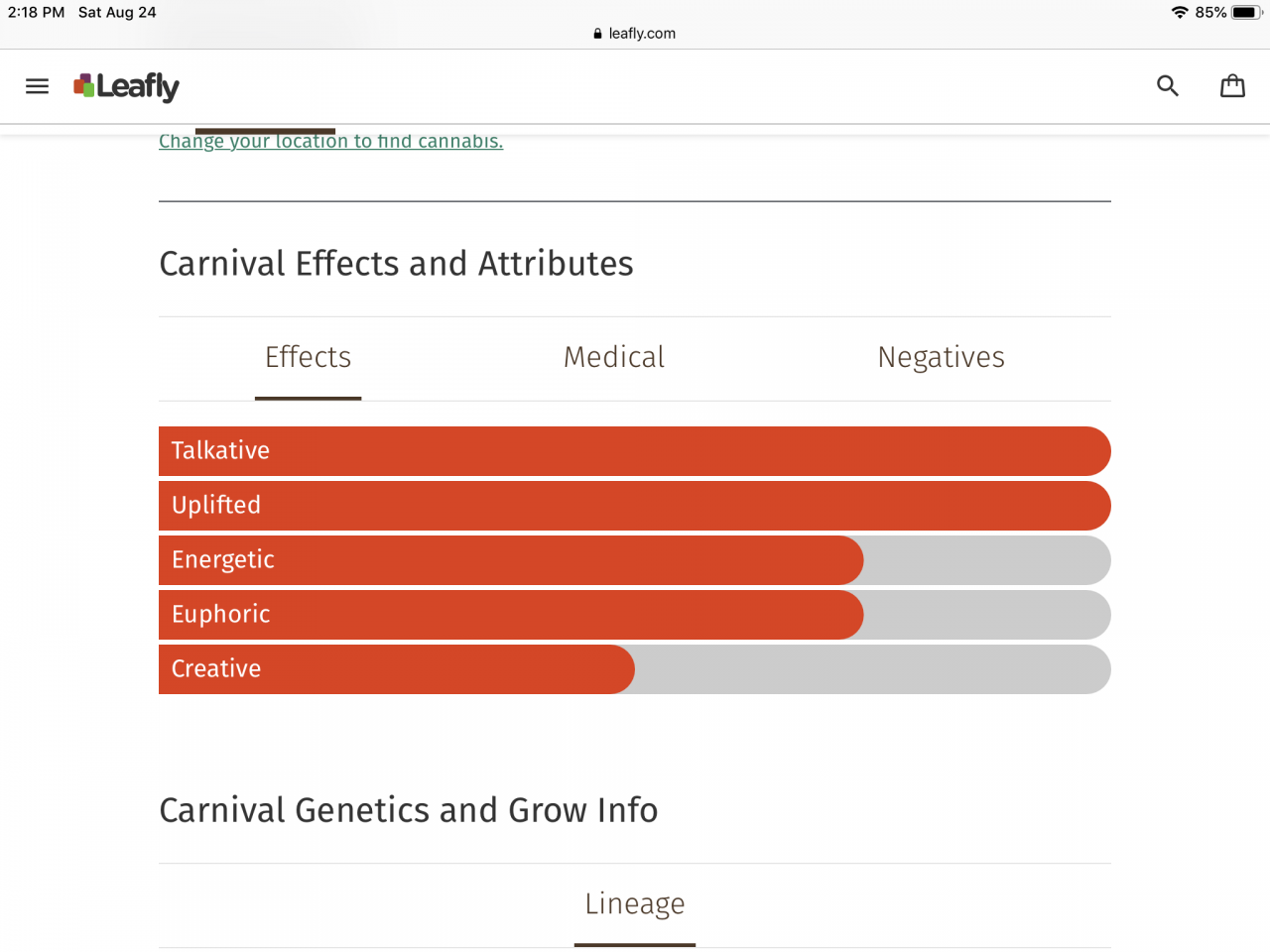 Leafly effects: Carnival