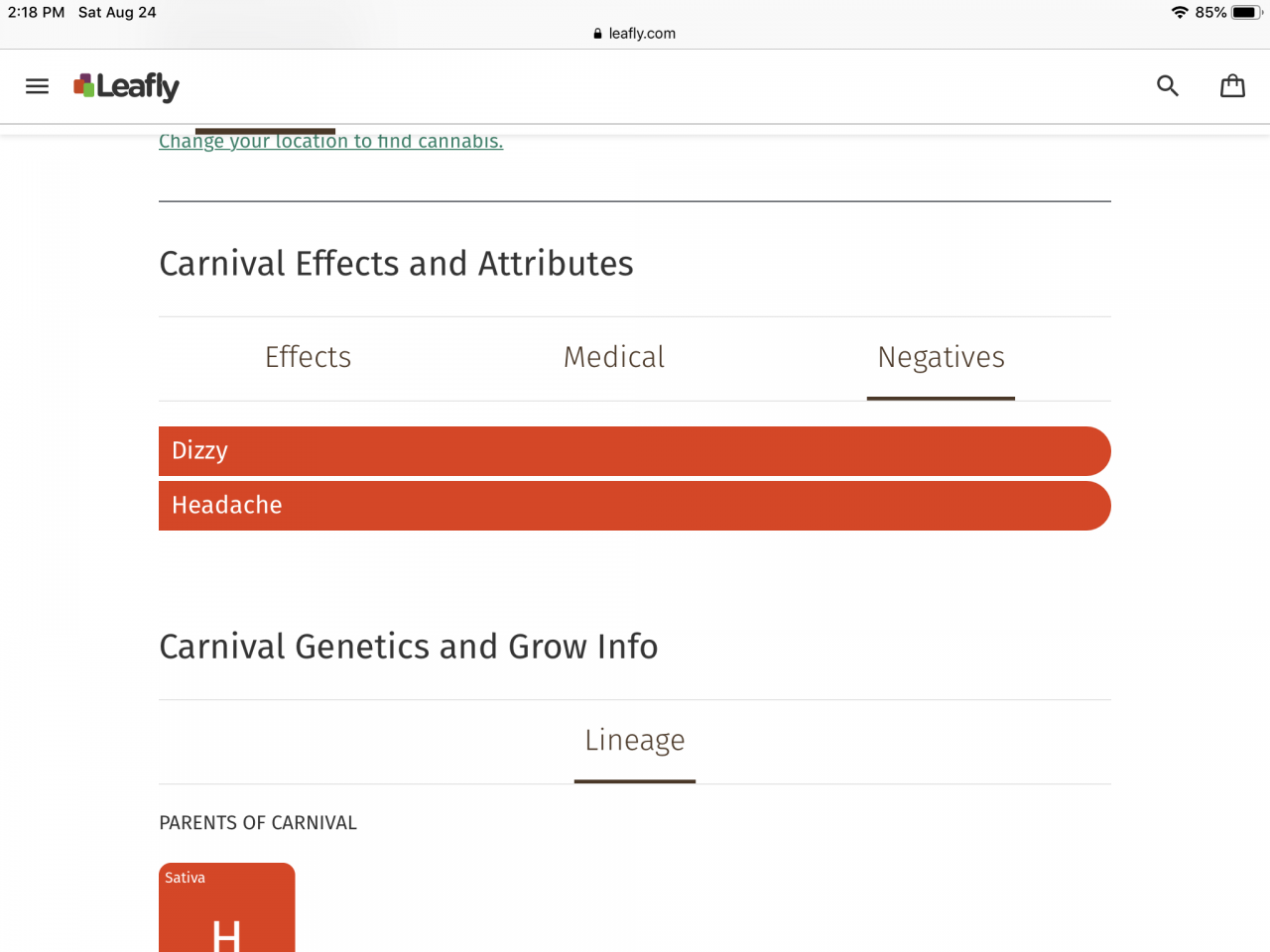 Leafly negative effects: Carnival