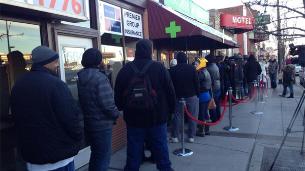 lines outside dispensary