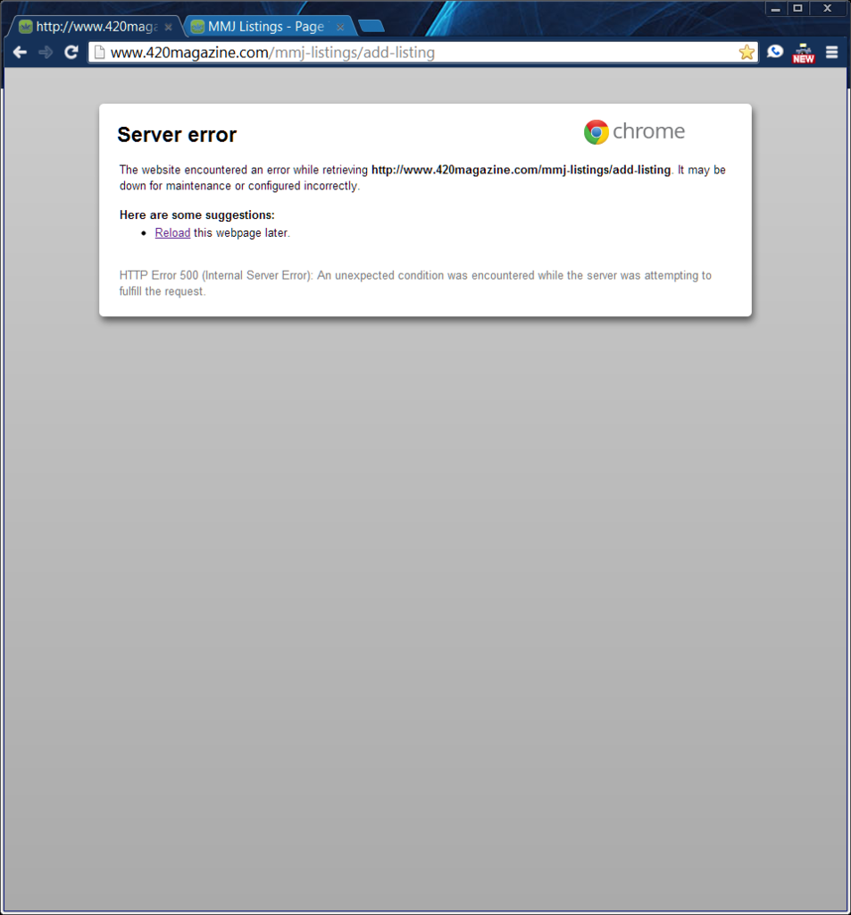 MMJ Listings Server Down