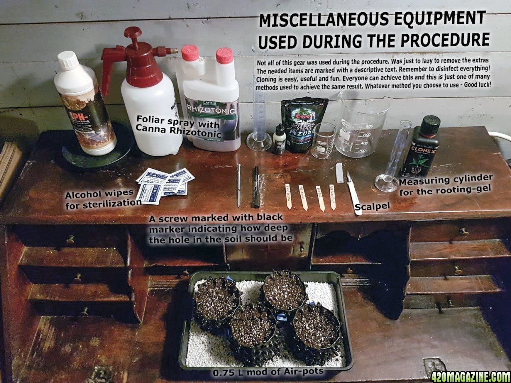 MODIFIED AIRPOT CLONING - MISCELLANEOUS EQUIPMENT	 USED DURING THE PROCEDUR