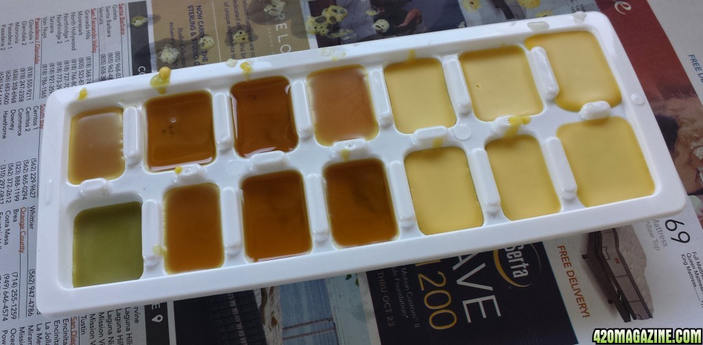 Poured in the ice cube trays w beeswax top