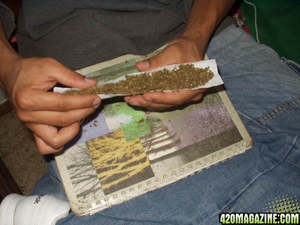 Rolling the nice big joint