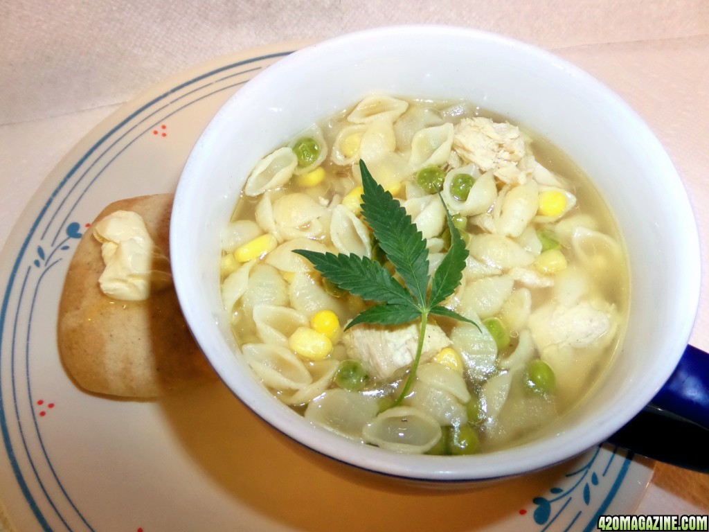 Savory Canna Chicken Noodle With Hot Buttered Bun