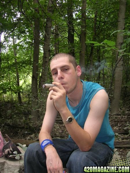 smoking in the forest