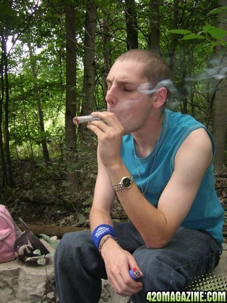 smoking in the forest