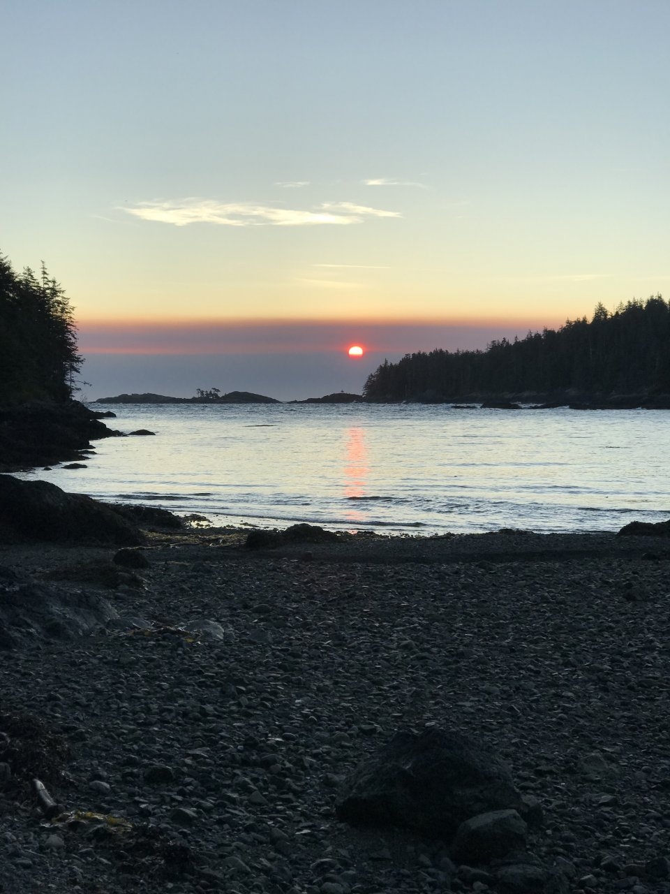 Smoky sunrise from High Island.