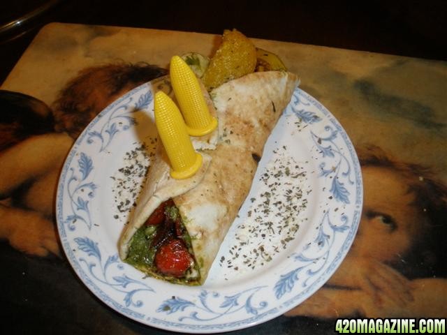 Vegie pita wrap  with budsto cream