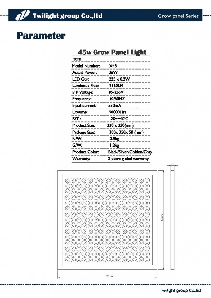 X45 LED grow panel light